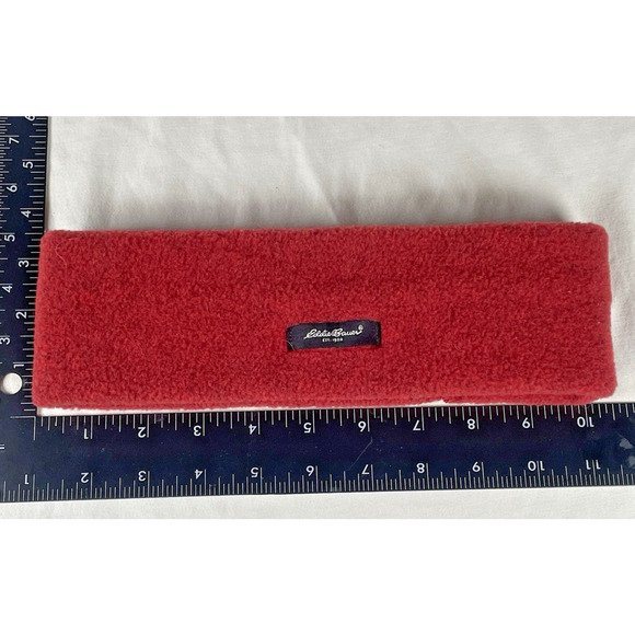 Eddie Bauer Vtg Headband Ski Running Brick Red Fleece Polartek Ear Cover Unisex - Picture 4 of 6